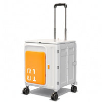 Folding Utility Cart with Lid Compact Foldable Rolling Crate Easy Storage Folding Cart with Lid for Journeyers