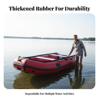 Engine Mount Ready Aluminum Floor Assault Boat Heavy-Duty 3-Person Inflatable Raft Portable Rubber Dinghy Multi-Chamber Design for Fishing Enthusiasts, Rescue Teams, Families, Lakes and Rivers, Recreational Outings, Recreation, Coastal Cruising
