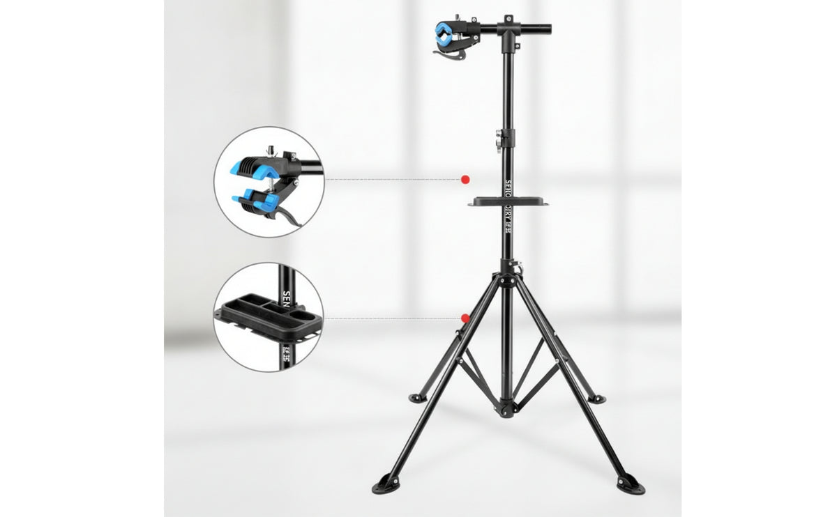 Foldable Bike Repair Stand Tripod Two-Wheeler Repair Stand Adjustable Two-Wheeler Workstand Portable for Home Mechanics, Cyclists, Garage, Workshop