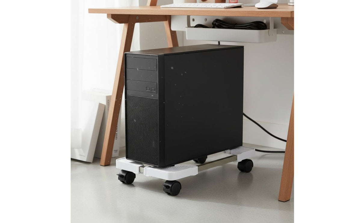 Rolling Computer Chassis Stand Locking Wheels Computer Desktop Cart Raised Base Mobile PC Cart for Office
