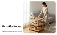 Mobile with casters 3-Tier Foldable Shelf Multi-Purpose Rolling Trolley Space Saving Utility Cart Large Capacity for Apartment Dwellers, Office Workers, Living Room, Bedroom, Kitchen, Bathroom