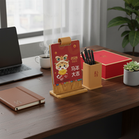 2026 Year of the Horse Wooden Desk Calendar with Pen Holder for Office & Home