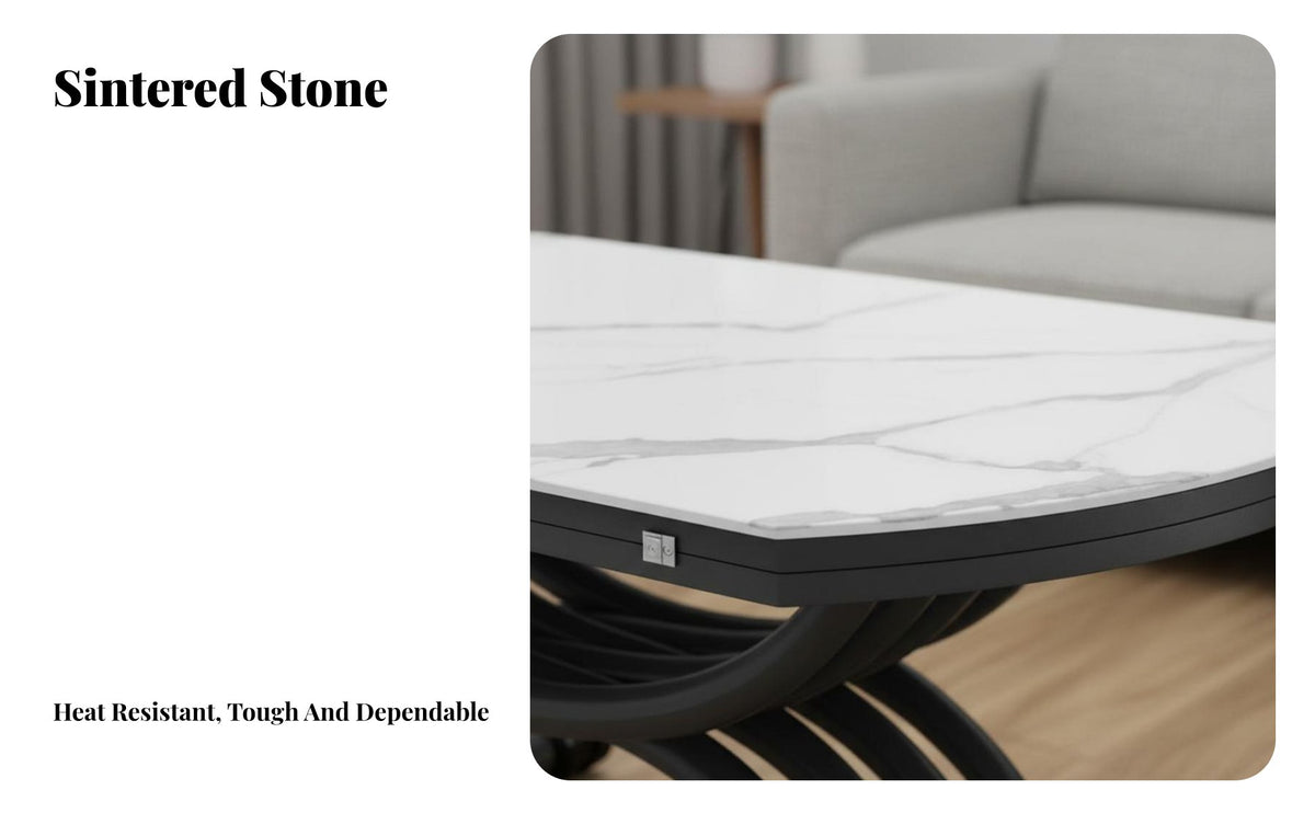 Height-Adjustable Folding Table Space-Saving Design Height-Adjustable Extending Table Two-PurposeUse Household Furniture for Living Room, Dining Area