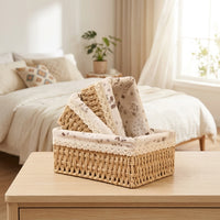 Plant Pots Indoor and Plant Pots Outdoor Set of 3, Hand Woven Seagrass Storage Basket for Living Room Decor, Wicker Planter with Waterproof Liner
