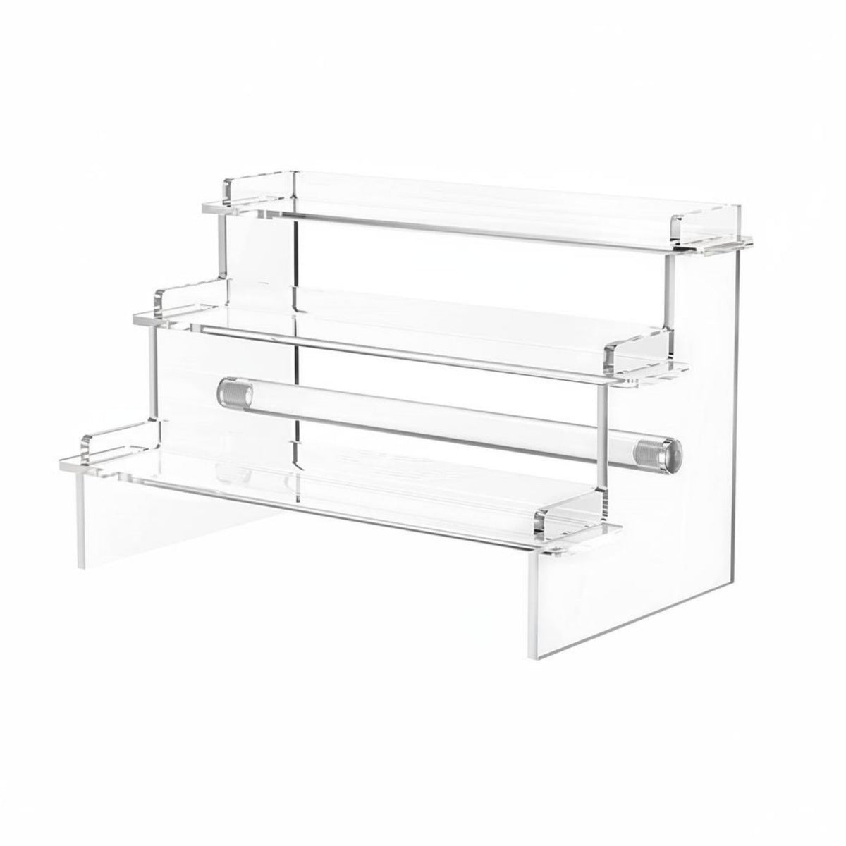 Tiered Design 3-Tier Acrylic Display Stand Multifunctional 3 Tier Acrylic Display Riser Space Saving for Collectors, Desk Organization