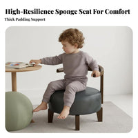 Upholstered Swivel Stool with Backrest Multi-Purpose Low Chair for Living Room
