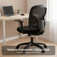 Ergonomic Design Mesh Back Task Chair Adjustable Height and Tilt Swivel Seat Reclining Backrest Office Furniture Support for Adults, Students, Telecommuting Workers, Study Room, Computer Desk