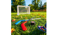 Children's Hockey Stick Toy Angled Shape Hockey Stick Toy Puck Piece Curved Handle Printed Text