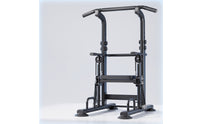 Strength Station with Padded Backrest Adjustable Height Freestanding Strength Station Heavy Duty Pull up Bar with Resistance Straps for Garage