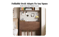 Foldable Fold-foldable Desk with Pegboard Space-Saving Wall-Mounted Fold-foldable Workstation Multi-Functional Computer Station Minimalist Design for Students, Apartment Dwellers, Home Office Workers, Study Room, Small Spaces, Bedroom