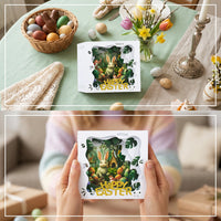 Easter Basket Spring-up 3D Greeting Intricate Papercraft Bunny Basket Greeting Card Cut Details for Children, Families, Gift Giving, Gifting, Parties