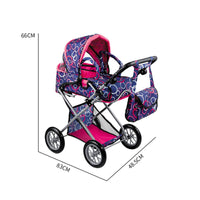 Realistic Design Doll Stroller Child Safe Foldable Doll Stroller Lightweight Toy Pram Long-Lasting Construction for Girls, Toddlers
