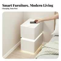 Wireless Charging Smart Floating Nightstand Modern Aesthetic Floating Smart Cabinet With Storage Drawer Bedside Table 3-Color Adjustable LED for Technology Enthusiasts, Young Adults, Apartment Dwellers, Home, Dorm Room