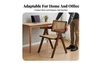 Cane Woven Material Folding Chair Foldable Design Household Furniture Woven Backrest Emphasis Seat for Homeowners, Campers, Dining Room, Home Office