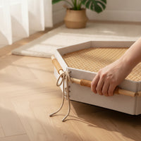 Pet Bed with Woven Mat Hexagonal Elevated Pet Bed Breathable for , Kittens, Indoor
