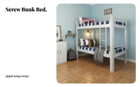 Bunk Bed No Box Spring Needed Metal Bunk Bed Full-Length Guardrails for Students, Adults, Dorm Room Quarters, Small Apartment