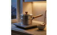 Hammered Finish Stainless Steel Snow Pot Wooden Knob Stainless Steel Pot Hanging Loop Cookware Compact