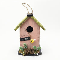 Rustic Decorative Birdhouse with Rope Wooden Hanging Birdhouse Artisan-Made Garden Decor Easy to Hang for Homeowners