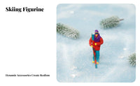 Skier Miniature Highly Detailed Miniature Skier Figurine Winter Sports People Model Realistic 1:64 Scale Skiing People