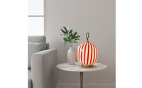 Red Striped Table Lamp Sculptural Design Lantern Style Night Home Illumination Lighting