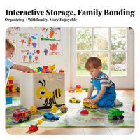Foldable Cartoon Toy Chest With Lid and Handles Storage container Large Capacity