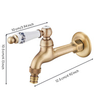 Wall-Mounted Faucet Vintage Brass Cold-Water Faucet Easy Control Bibcock for Laundry Room, Garden