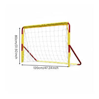 Rectangular Frame Soccer Goal White Netting Outdoor Soccer Goal Yellow Padding Athletic Gear Red Support Poles for Football Practice