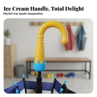 Lightweight Kids Cartoon Umbrella Anti-Pinch Design Children's Sun and Rain Umbrella Round Safety Tips for Toddlers, School, Outdoor, Travel