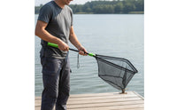 Portable Aluminum Alloy Fishing Mesh Implement-Button Folding Foldable Triangular Landing Net for Anglers, Fishermen