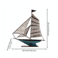 Iron Sailboat Decor Nautical Metal Sailboat Decor Coastal Ship Sculpture for Office
