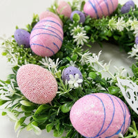 Front Door Easter Wreath Colorful Eggs Easter Egg Wreath Festive Design Holiday Decoration for Homeowners, Party Hosts, Entryway, Outdoor, Indoor