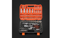 Socket and Ratchet Set Professional Ratchet Wrench Set with Case Mirror Finish Chrome Tools for Mechanics, Auto Repair, Garage, Roadside Emergency