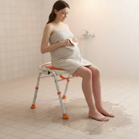 Foldable Folding Shower Chair Rust-Resistant Elderly Shower Bench No Assembly Required for Women, Disabled