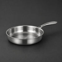 Induction Compatible Flat Bottom Stainless Steel Pan Uncoated Thick Stainless Steel Skillet Nonstick Uncovered Skillet Thickened for Stovetop