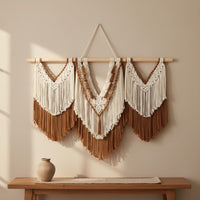 Macrame Wall Hanging Handmade Bohemian Wall Tapestry Tassel Details House Decoration for Living Room, Bedroom, Nursery