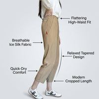 Harem Pants Women with Quick Dry Nylon Material for Summer Wear, High Waist Cropped Trousers with Straight Leg, Casual Loose Fit