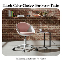 Height Adjustable Armless Vanity Chair Space-Saving Design Upholstered Caster Chair Ergonomic spine supportrest rotate Seat Mobile Casters for Small Apartment Residents, Home Workers, Students, Dressing Area, Study Room, Bedroom