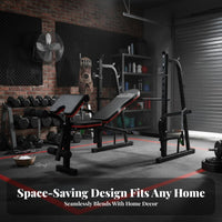 Heavy Duty Squat Rack Bench Press Combo Thickened Steel Frame Workout Bench with Squat Rack Stable Design Weightlifting Bed Rust Proof for Weightlifters, Bodybuilders