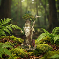 Tree Person Statue Resin Bearded Man Figurine Weather Resistant Garden Statue with Animal for Fairy Gardens, Planters, Patios