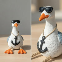 Nautical Seagull Figurine Coastal Seagull with Rope Legs Beach-Inspired Sea Bird Figurine Tabletop for Shelf, Desk, Patio, Garden