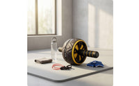 Two-handleHandle Ab Wheel with Knee Pad Non-Slip Abdominal Roller with Resistance Band Stable Ab Roller Wheel Balanced for Beginners, Home Gym, Living Room