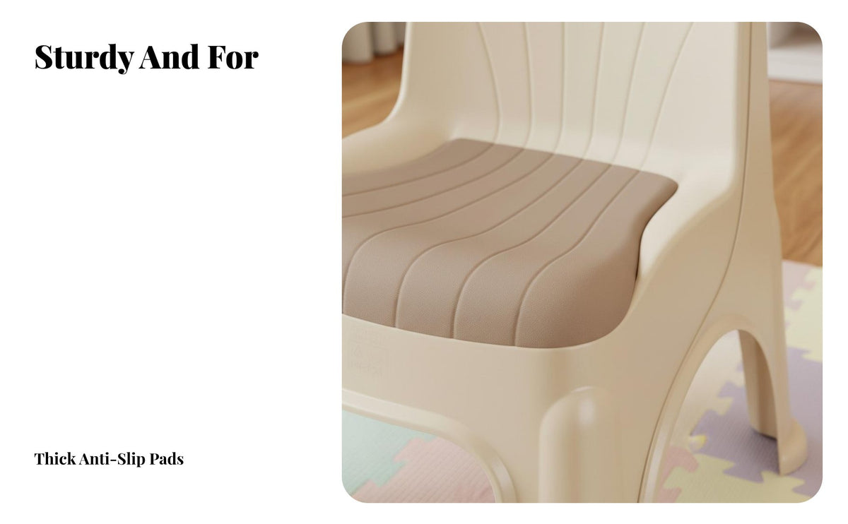 Easy to Clean Kids Backrest Chair Rounded Edges Plastic Child Chair Anti-Slip Feet Plastic Low Stool Stable for Toddlers, Preschoolers, Living Room, Daycare, Bedroom, Reading Nook