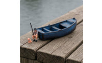 Miniature Fishing Boat Scene Weathered Finish Hand-Painted Boat Model Nautical Charm