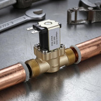 Male Threaded Water Inlet Solenoid Valve Black Coil Inline Solenoid Valve Brass Fluid Control Equipment Mounting Plate