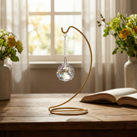 Metal Ornament Stand with Crystal Decorative Tabletop Hanger with Crystal Ornament Display Stand with Round Base Stable Sleek
