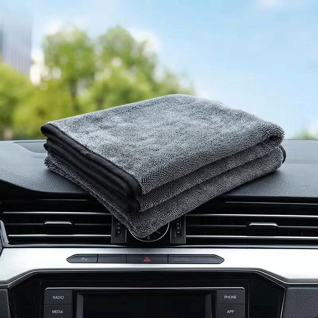 Microfibre Cloth and Microfiber Cloths, Double Sided Towel with Braided Pile Car Drying Towel, Super Absorbent for Car Washing and Cleaning