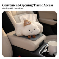 Decorative Soft Puff Tissue Holder Easy to Refill Cute Soft Puff Car Tissue Case Zipper Closure for Women, Kids