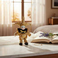 Gift Jester Figurine Polished Surface Clown Doll Statue Stable Base for Collectors, Shelf, Desk
