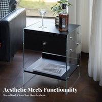 Modern Design Floating Drawer Nightstand Transparent Sides Bedside Table Space-Saving Bedroom Furniture Ample Storage for Apartment Dwellers, Interior Design Enthusiasts, Homeowners, Small Areas, Living Room, Hallway, Office
