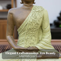 New Chinese Design Buddha Statue Feng Shui Decor Meditating Buddha Figurine Weather Resistant Zen Garden Statue Artisan-Made for Spiritual Seekers, Mindfulness Practice Enthusiasts, Tea Room, Fountain Accessory, Patio, Office